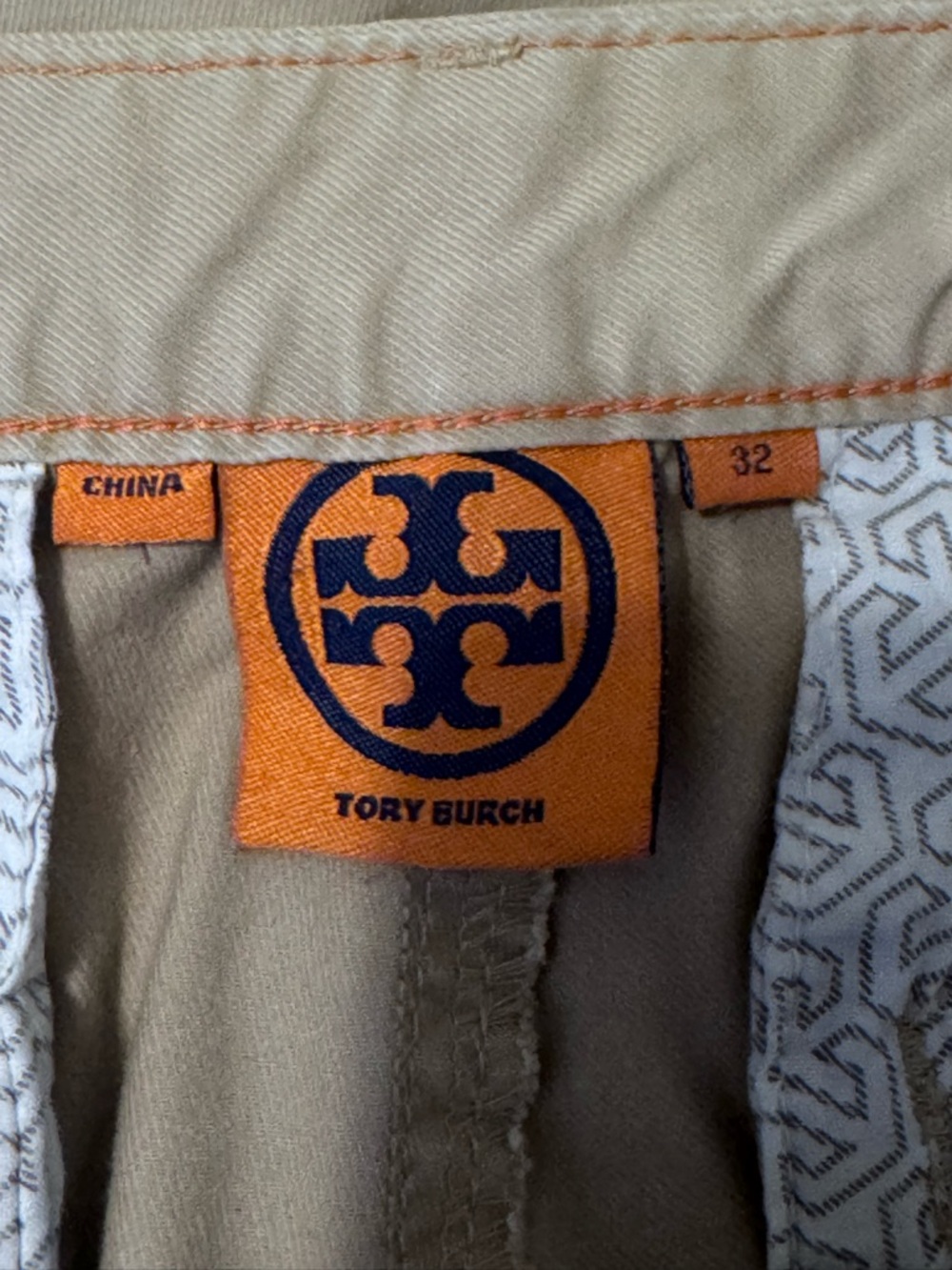 Tory Burch Cropped Chino Pants Size 32 Khaki Stretch - Picture 6 of 8